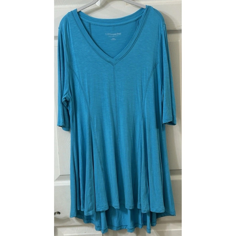 Soft Surroundings Size LG A-Line Tunic Top The Perfect Aruba Blue Classic *EUC*